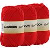 Etrexonline Gomitolo Filato 220 Metri di 100% Cotone Perfetto per Maglia e Uncinetto - Colore Rosso 100 gr x 3 Pezzi
