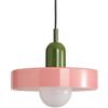 HJXDtech 25cm Lampada a Sospensione Moderna in Vetro Rotondo, Base E27, Regolabile in Altezza, Lampadario Sospeso da Soffitto per Cucina, Sala da pranzo, Camera da letto (Rosa)