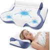 TopEsct Cuscino Cervicale per Dormire, 2 in 1 Cuscino Ergonomico Memory Foam Cervicale, Serenium Cuscino Cervicale & Cuscino Cilindrico (Blu)