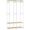 SONGMICS Armadio Portatile per Vestiti, Guardaroba Pieghevole, Organizzatore Portabiti, con Barre Appendiabiti, Ripiani, Ganci Rimovibili, 40 x 94,5 x 180 cm, Beige Naturale RGR004W67