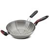 Lagostina Linea Rossa Wok in Acciaio Inox 18/10 con Cestello per Friggere e per Cottura a Vapore, Ø 28 cm, Pentola Induzione, Gas e Forno fino a 175 °C, Manicature in Silicone Antiscivolo