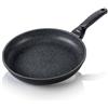 RISOLI Padella bassa un manico granito gourmet risolì in alluminio antiaderente cm 28 - Alluminio Fuso Ad Alto Spessore,antiaderente Hard-stone,bakelite - Nero,granito