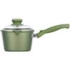 RISOLI Casseruola media con coperchio dr. green risolì in alluminio antiaderente per induzione cm 16 - Verde,trasparente - Alluminio Pressofuso Ad Alto Spessore,triplice Strato Antiaderente Greenstone,vetro