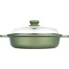 RISOLI Tegame 2 manici con coperchio dr. green risolì in alluminio antiaderente per induzione cm 28 - Verde,trasparente - Alluminio Pressofuso Ad Alto Spessore,triplice Strato Antiaderente Greenstone,vetro