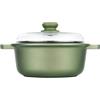 RISOLI Casseruola media 2 manici con coperchio dr. green risolì in alluminio antiaderente per induzione cm 24 - Verde,trasparente - Alluminio Pressofuso Ad Alto Spessore,triplice Strato Antiaderente Greenstone,vetro