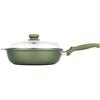 RISOLI Padella alta un manico con coperchio dr. green risolì in alluminio antiaderente per induzione cm 28 - Verde,trasparente - Alluminio Pressofuso Ad Alto Spessore,triplice Strato Antiaderente Greenstone,vetro