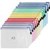 Neuytiky 15 Borse di File A5, Sacchetto di Zip Impermeabile, Sacchetti plastica richiudibili, Mesh Sacchetto del Documento 5 Colori, per Uffici Forniture, Scolastico e Cosmetici, Viaggi