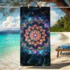 Generic Telo mare in microfibra psichedelico mandala vibrante motivo cosmico ad asciugatura rapida assorbente senza sabbia leggero coperta da spiaggia vacanza picnic Essentials 170 x 89 cm