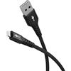 goobay Cavo flessibile in tessuto da Lightning a USB-A, 60 W, 1 m, 480 Mbits, cavo di ricarica USB A/Supersoft/cavo di ricarica rapida Apple Lightning/cavo in tessuto/nero / 74503