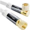 KabelDirekt - Cavo satellitare, SAT & TV, 90° angolato/dritto - 2 m - Cavo TV con connettore F, schermato, connettori metallici resistenti (cavo parabola satellitare, bianco, HDTV, DVB-T, DVB-S2)