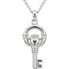 Alexander Castle Collana con ciondolo celtico a forma di chiave Claddagh in argento Sterling 925 massiccio, da donna, con catena in argento da 45,7 cm e scatola regalo, 22 mm x 11 mm, Argento sterling