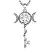 EUDORA Harmony Ball Collana con Chiave Della Ruota di Ecate in Argento Sterling per Donna, Ciondolo con Sigillo di Strega di Ecate Serpente e Chiave Amuleto pagano Regalo di Gioielli, 20+2
