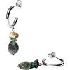 Purelei® Island Dream - Orecchini a cerchio con amazzonite, agata verde e giada albita, in acciaio inox, placcati in oro 18 carati, 37 mm, stile bohémien estivo, da donna, Normal, Acciaio inossidabile