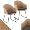 Juskys set da due sedie moderne Cody in vimini rattan con cuscino - Per interni ed esterni - Caricabili fino a 100 kg - Look naturale