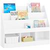 SoBuy Libreria Montessori per Bambini Scaffale Portagiochi Bambini Libreria da Terra con 3 Scomparti Portariviste Salvaspazio e Multifunzione Bianco 100x30x80cm KMB118-W