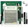 Keyyoulash, kit fai da te per extension per ciglia, 144 pezzi, 8-18 MIX, kit di extension per ciglia con colla e guarnizione, rimuovi ciglia e applicatori, per extension fai da te a casa (KY02)