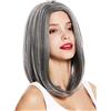 WIG ME UP - 1960 Parrucca donna Altezza spalle Liscia Riga in mezzo Grigio Mèches Mélange