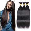 DaiMer Extension di capelli umani lisci (24, 26, 28), 100% capelli vergini brasiliani non trattati, 3 ciocche, colore nero naturale
