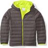 Amazon Essentials Piumino Leggero con Cappuccio Impermeabile e Ripiegabile Bambini e Ragazzi, Grigio Scuro Fluorescente Giallo, 10 Anni