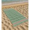 Vico Casa® Telo mare RIVIERA 90x170cm, asciugamano mare in cotone con disegno a righe/Telo spiaggia, piscina, sauna/Verde e Rosso
