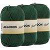 Etrexonline Gomitolo Filato 220 Metri di 100% Cotone Perfetto per Maglia e Uncinetto - Colore verde Bottiglia 100 gr x 3 Pezzi
