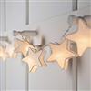 Lights4fun - Catena di Luci a Pile con 10 LED Bianco Caldo in Stelle di Carta Bianca