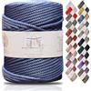 Makromecity, Cordoncino in poliestere macramè, 5 mm x 94,8 m, 5 mm, in polipropilene, uncinetto, per appendere alla parete, borse, sottopiatti, tappeti (blu denim)