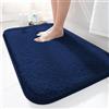 LUOJINYI Tappetino da Bagno 40 x 60 cm, Antiscivolo, Morbido Assorbente, Shaggy a Pelo Lungo, in Microfibra, Lavabile in Lavatrice, per Vasca e Doccia (Colori Della Marina)