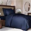 CGK Unlimited Set copripiumino Blu marino 3 pezzi 240x220 cm - Morbido in microfibra poliestere, elegante e resistente con 2 federe 80x80 cm lavabile in lavatrice, con chiusura a cerniera e lacci.