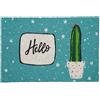 Relaxdays Zerbino in Fibra di Cocco, 60 x 40 cm, Hello con Cactus, Tappeto Interni Esterni Antiscivolo, Colorato