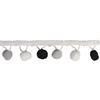 Rayher 55853573 Bordatura con Pompon rotondi nero/bianco, dimensione 3cm, lunghezza 2m, passamaneria, per personalizzare vestiti, costumi, borse e per lavori creativi vari