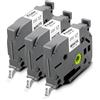 Pristar 3x Compatibile con TZe 6mm Nastri per Etichette per Brother P-Touch, per TZe TZe-211 TZe211 6mm per Brother P-Touch H110 H107B H105 H100lb D210 1000 PT-H107B PT-H105, Nero su Bianco