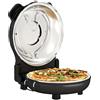 HOMCOM Forno per Pizza Elettrico 1200W per Pizze da 30 cm, Fornetto Elettrico con Finestra Trasparente, Timer e Regolazione della Temperatura, Protezione dal Surriscaldamento, Nero