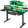 OffiGo U Forma Scrivania regolabile in altezza, 120 cm Scrivania Elettrica con Supporto per Monitor, Prese e Ricarica USB, Standing Desk con LED, Desk per Computer da Gaming e da Ufficio, Nera