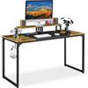 Soberine Scrivania per Computer con 2 Supporti per Monitor Scrittoio per Studio in Legno e Metallo Stile Industriale Tavolo da Lavoro Ufficio Soggiorno