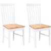 vidaXL Sedie da Pranzo con Cuscini 2 pz Bianco Legno Massello di Hevea, sedia da pranzo, sedia da cucina, sedile da pranzo, sedia, sedia da soggiorno