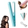 VAWSVOCS Mini ferro arricciacapelli a doppio scopo, ferro arricciacapelli portatile, adatto per capelli corti e tutti i tipi di capelli (blu, 1)