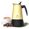 Cecotec Caffettiera Moka Piccolina 200 Beige. 100ml, Italiana in Acciaio Inox, Adatta a Tutte le Superfici, Capacità 2 Tazze, Manico Ergonomico, Filtro Acciaio Inox, Valvola di Sicurezza