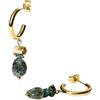 Purelei® Island Dream - Orecchini a cerchio con amazonite, agata verde e jade albite, in acciaio inossidabile placcato oro 18 carati, per donna, 37 mm, stile bohémien estivo, Normal, Acciaio