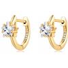 MARLION JEWELS Orecchini cerchio da donna in argento 925 con zirconi a forma di stella. Set Orecchini da donna cerchio con finitura in argento sterling o oro 18 carati ideali per regalo... (Placcato oro)
