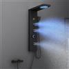 KINKIBOS Pannello doccia senza rubinetto, 6 funzioni, pannello doccia con indicatore di temperatura a LED, doccia a pioggia, doccia a pioggia, 2 modalità, ugelli massaggianti, doccetta e entrata