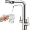APPASO Rubinetto da cucina a 3 vie senza filtro dell'acqua, 4 modalità cascate 3 in 1, miscelatore da cucina per filtro dell'acqua, girevole a 360°, rubinetto da cucina, rubinetto con doccetta