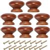 PATIKIL Manopole da 1-3/8 Pollici, 8pz Pomelli Rotondi per Cassetti e Cassettiere Maniglie Legno Pomelli per Cassetti Viti per Mobili da Cucina, Porta, Marrone