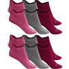 GSA 365 ORGANICPLUS [+] - Calzini da Bambino ultraleggeri a taglio basso confezione da 6 Rosa-Grigio-Burgundi Taglia 20-25