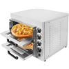 Desnysmf Forni elettrici per pizza a 2 ripiani, in acciaio inox, mini forni per pizza oven, 20 l, con spia luminosa e fessura di posizionamento a 90°, suono promemoria, per cottura di dolci, carne alla griglia