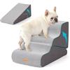 Gardner Pet Scala Cani Pieghevole, 35/42cm, 3 Gradini, Grigio | Morbido Spugna 35D, Fodera Removibile e Lavabile, Antiscivolo, Impermeabile, per Letto/Divano/Auto