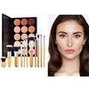 Joyeee 15 colori di palette per il contorno occhi in crema, con 11 pezzi di set di pennelli per il trucco a funzione completa, evidenziare le zone chiare, medie e scure, vegano e cruelty free