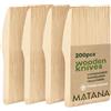 Matana - 200 Coltelli in Legno Ecologici 16 cm - Biodegradabili e Compostabili - Set di Posate in Legno Perfetto per Feste, Matrimoni, Picnic