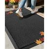 COLOR&GEOMETRY Zerbino Ingresso Esterno Elasticizzato in Seta - Tappeto Ingresso Esterno per Porte, Patio e Esterni - Antiscivolo, Resistente e Asciugatura Rapida, 60x90 cm Grigio Scuro