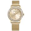 TREEWETO Orologio da donna analogico al quarzo, cinturino da polso in cristallo, in acciaio inox, cinturino da donna, al quarzo, con diamanti classici, alla moda, romantico, oro rosa/argento, gold,